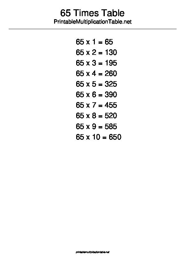 65 Multiplication Table