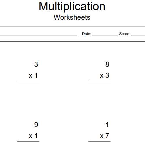 Printable Multiplication Worksheets (single digit by 1 digit)