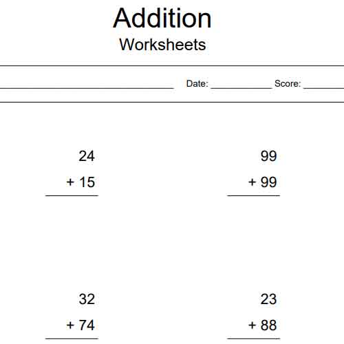 Printable 2 digit addition worksheets